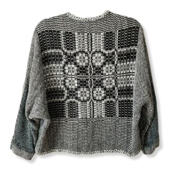 Women Hand Knit Chenille Cardigan Sweater OS Lagenlook Neutral Cozy Fall Scandi - Picture 7 of 10